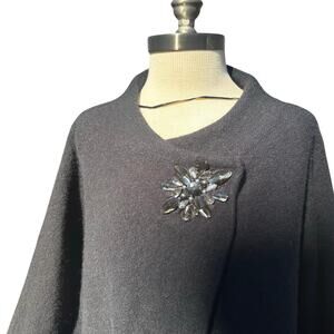 Women’s Bejeweled Black Wool Cardigan Sweater Cape Size 3X